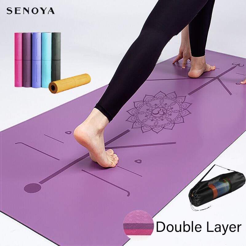 TPE Yoga Double Layer Non-Slip Mat Yoga Exercise Pad with Position Line For Fitness Gymnastics and Pilates JadeMoghul Inc. 