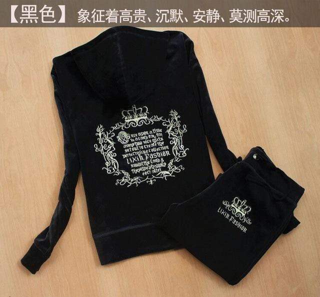 track suit Spring / Autumn / 2017 Women's Brand Tracksuit Velvet Cloth Women's Suit Velor Tracksuit Sweatshirts & Pants size S-XXXL AExp