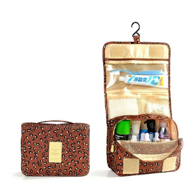 Travel set High quality waterproof portable man toiletry bag women cosmetic organizer pouch Hanging wash bags-Brown Leopard-JadeMoghul Inc.