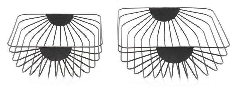 Party Trays - 14" x 13.8" x 5.1" Black, Steel, Wired Trays - Set of 2
