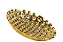 Trays Perforated Patterned Round Concave Tray In Ceramic, Small, Chrome Gold Benzara