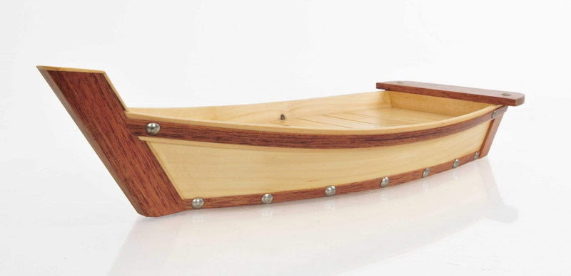 Trays Wooden Tray - 6.25" x 16.75" x 3.37" Small, Wooden, Sushi Boat - Serving Tray HomeRoots