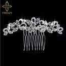 TREAZY Leaf Flower Butterfly Wedding Tiara Diamante Silver Plated Crystal Pearl Hair Combs Hairpins Bridal Jewelry Accessories