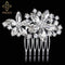 TREAZY Leaf Flower Butterfly Wedding Tiara Diamante Silver Plated Crystal Pearl Hair Combs Hairpins Bridal Jewelry Accessories