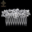 TREAZY Leaf Flower Butterfly Wedding Tiara Diamante Silver Plated Crystal Pearl Hair Combs Hairpins Bridal Jewelry Accessories