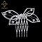 TREAZY Leaf Flower Butterfly Wedding Tiara Diamante Silver Plated Crystal Pearl Hair Combs Hairpins Bridal Jewelry Accessories