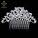 TREAZY Leaf Flower Butterfly Wedding Tiara Diamante Silver Plated Crystal Pearl Hair Combs Hairpins Bridal Jewelry Accessories