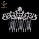 TREAZY Leaf Flower Butterfly Wedding Tiara Diamante Silver Plated Crystal Pearl Hair Combs Hairpins Bridal Jewelry Accessories