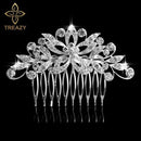 TREAZY Leaf Flower Butterfly Wedding Tiara Diamante Silver Plated Crystal Pearl Hair Combs Hairpins Bridal Jewelry Accessories