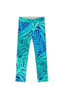 Tropical Dream Lucy Cute Blue Green Printed Leggings - Girls