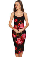 True Passion Olivia Black Floral Cocktail Midi Dress - Women