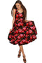 True Passion Vizcaya Black & Red Floral Party Dress - Women
