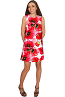 Tulip Salsa Adele Red Floral Summer Shift Dress - Women