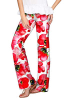 Tulip Salsa Amelia Red Flower Print Palazzo Pant - Women