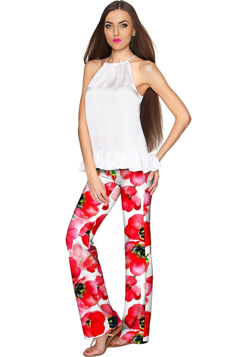 Tulip Salsa Amelia Red Flower Print Palazzo Pant - Women