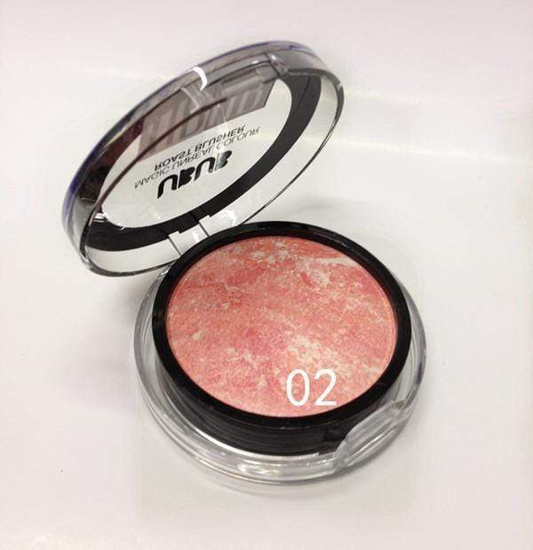 UBUB 8 Color New Makeup Baking Blush With Puff Bronzer Baked Cheek Color Blusher Palette Petal Face Power