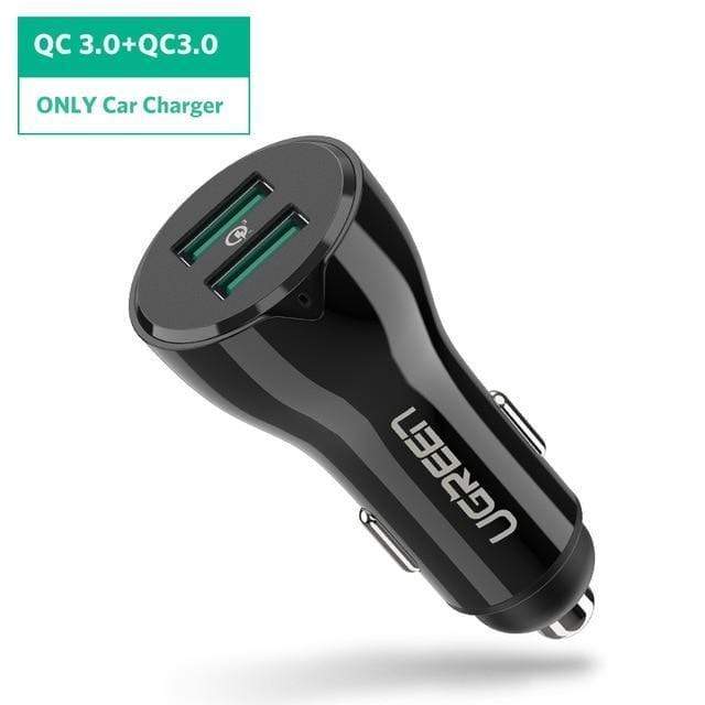 Ugreen 36W Car Charger Dual Quick Charge 3.0 Car-Charger with Charging Cable Fast Dual USB Fast Mobile Phone Quick Car Charger JadeMoghul Inc. 