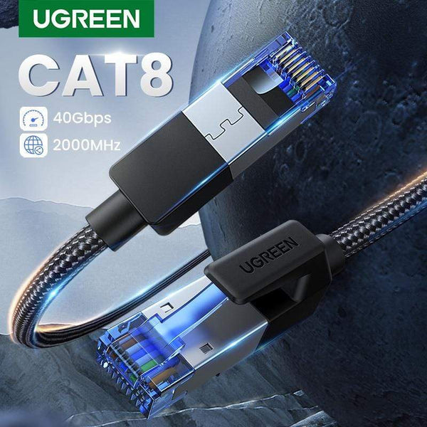 UGREEN Ethernet Cable CAT8 40Gbps 2000MHz CAT 8 Networking Nylon Braided Internet Lan Cord for Laptops PS 4 Router RJ45 Cable JadeMoghul Inc. 