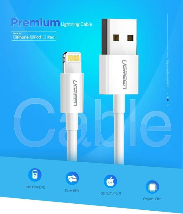 Ugreen MFi Lightning to USB Cable for iPhone Xs Max 8 7 6 Plus Fast Charging Data Lightning Cable for iPhone 5s USB Charger Cord