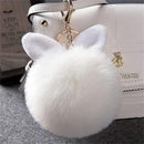 Ultra Soft Pom Pom Bunny Ears Key Chain Charm-white-JadeMoghul Inc.