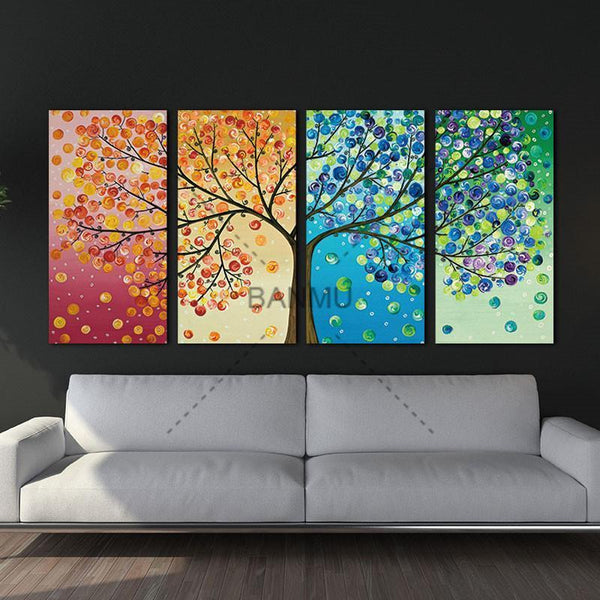 Unframe Wall Art Canvas Painting Decoration For Living Room picture Colourful Leaf Trees Wall Art Spray Wall Painting Home-GH0252M20cmX40cmX4-JadeMoghul Inc.