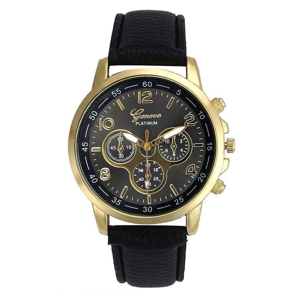 Unisex Casual Leather Quartz Analog Wrist Watch