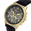 Unisex Casual Leather Quartz Analog Wrist Watch