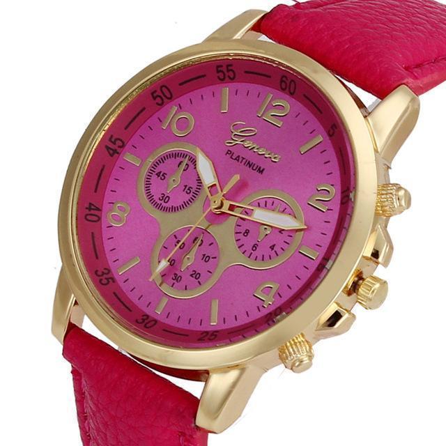 Unisex Casual Leather Quartz Analog Wrist Watch