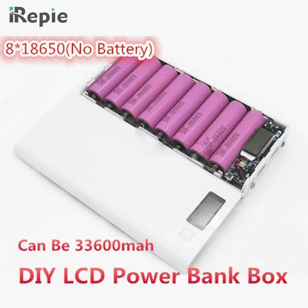 Universal 2A 8*18650  5x18650 LCD Dual USB Battery Charger Kit DIY 18650 box Power Bank Pack Case Charger with Flashlight phone