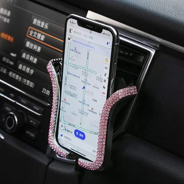 Universal Car Phone Holder with Bing Crystal Rhinestone Car Air Vent Mount Clip Cell Phone Holder for iPhone Samsung Car Holder JadeMoghul Inc. 