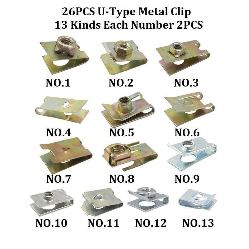 Universal Mixed Auto Car Self-tapping Screw Metal U-Type Base Iron Fender Bumper Leaf board Fastener Grommet Clip JadeMoghul Inc. 