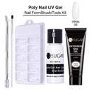 UR SUGAR 15ml Poly UV Nail Gel Kit Acrylic Set Extend Fast Builder UV Gel Slip Solution Nail Form Nail Art Brush Nail Tool Kit AExp