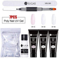UR SUGAR 15ml Poly UV Nail Gel Kit Acrylic Set Extend Fast Builder UV Gel Slip Solution Nail Form Nail Art Brush Nail Tool Kit AExp
