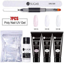 UR SUGAR 15ml Poly UV Nail Gel Kit Acrylic Set Extend Fast Builder UV Gel Slip Solution Nail Form Nail Art Brush Nail Tool Kit AExp