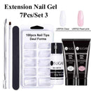 UR SUGAR 15ml Poly UV Nail Gel Kit Acrylic Set Extend Fast Builder UV Gel Slip Solution Nail Form Nail Art Brush Nail Tool Kit AExp