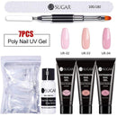 UR SUGAR 15ml Poly UV Nail Gel Kit Acrylic Set Extend Fast Builder UV Gel Slip Solution Nail Form Nail Art Brush Nail Tool Kit AExp