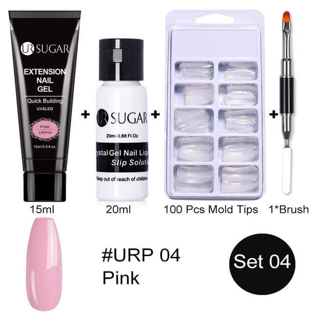 UR SUGAR 15ml Poly UV Nail Gel Kit Acrylic Set Extend Fast Builder UV Gel Slip Solution Nail Form Nail Art Brush Nail Tool Kit AExp