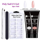 UR SUGAR 15ml Poly UV Nail Gel Kit Acrylic Set Extend Fast Builder UV Gel Slip Solution Nail Form Nail Art Brush Nail Tool Kit AExp
