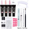 UR SUGAR 15ml Poly UV Nail Gel Kit Acrylic Set Extend Fast Builder UV Gel Slip Solution Nail Form Nail Art Brush Nail Tool Kit JadeMoghul Inc. 