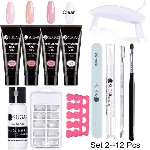 UR SUGAR 15ml Poly UV Nail Gel Kit Acrylic Set Extend Fast Builder UV Gel Slip Solution Nail Form Nail Art Brush Nail Tool Kit JadeMoghul Inc. 