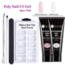 UR SUGAR 15ml Poly UV Nail Gel Kit Acrylic Set Extend Fast Builder UV Gel Slip Solution Nail Form Nail Art Brush Nail Tool Kit JadeMoghul Inc. 