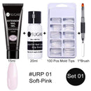 UR SUGAR 15ml Poly UV Nail Gel Kit Acrylic Set Extend Fast Builder UV Gel Slip Solution Nail Form Nail Art Brush Nail Tool Kit JadeMoghul Inc. 