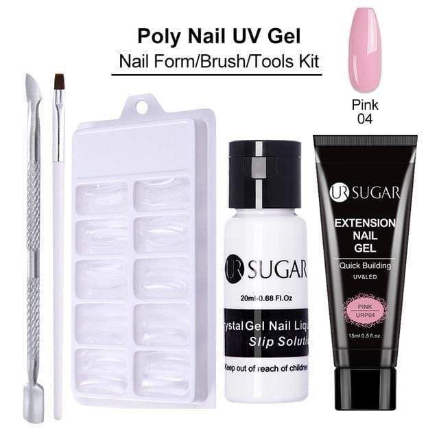 UR SUGAR 15ml Poly UV Nail Gel Kit Acrylic Set Extend Fast Builder UV Gel Slip Solution Nail Form Nail Art Brush Nail Tool Kit JadeMoghul Inc. 