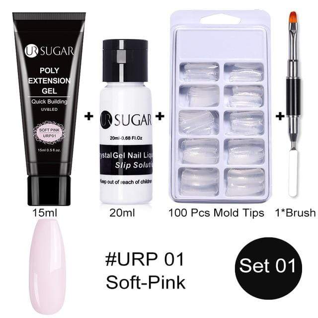 UR SUGAR 5pcs/Set  Nail Polish Gel Nail Kit 15ml Quick Building  UV Nail PolishGel Extensions Acrylic Gel Nail Art Set AExp