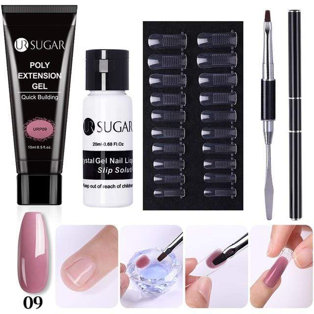 UR SUGAR 5pcs/Set  Nail Polish Gel Nail Kit 15ml Quick Building  UV Nail PolishGel Extensions Acrylic Gel Nail Art Set AExp