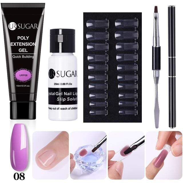 UR SUGAR 5pcs/Set  Nail Polish Gel Nail Kit 15ml Quick Building  UV Nail PolishGel Extensions Acrylic Gel Nail Art Set AExp