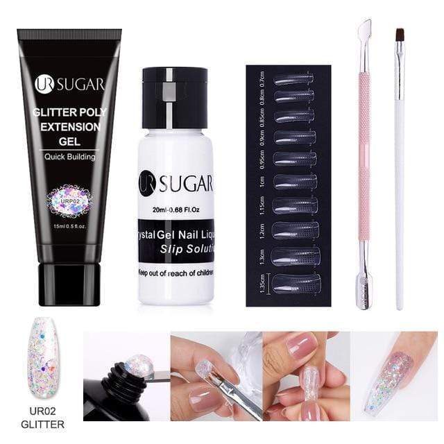 UR SUGAR 5pcs/Set  Nail Polish Gel Nail Kit 15ml Quick Building  UV Nail PolishGel Extensions Acrylic Gel Nail Art Set AExp