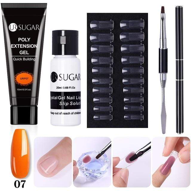 UR SUGAR 5pcs/Set  Nail Polish Gel Nail Kit 15ml Quick Building  UV Nail PolishGel Extensions Acrylic Gel Nail Art Set AExp