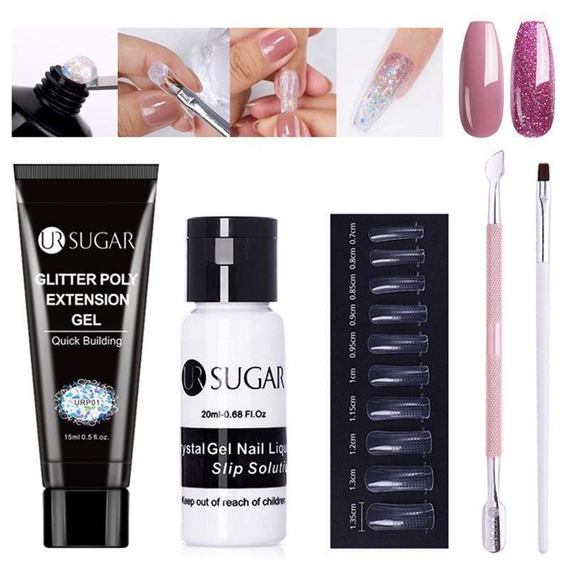 UR SUGAR 5pcs/Set  Nail Polish Gel Nail Kit 15ml Quick Building  UV Nail PolishGel Extensions Acrylic Gel Nail Art Set AExp