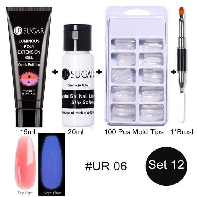UR SUGAR 5pcs/Set  Nail Polish Gel Nail Kit 15ml Quick Building  UV Nail PolishGel Extensions Acrylic Gel Nail Art Set AExp